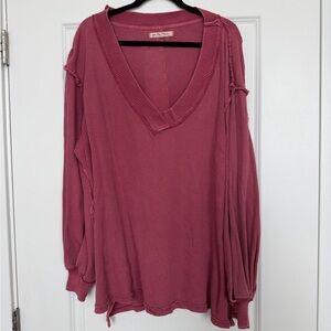 Free People Dusty Red V-Neck Women’s Top